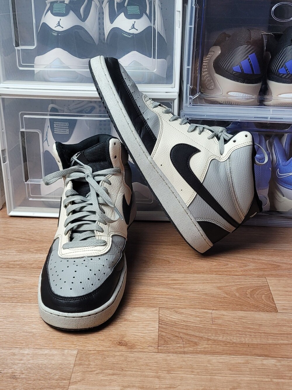 Nike Court Vision Mid Next Nature Light Smoke Grey/Black/Sail Men's Size 12 Shoe